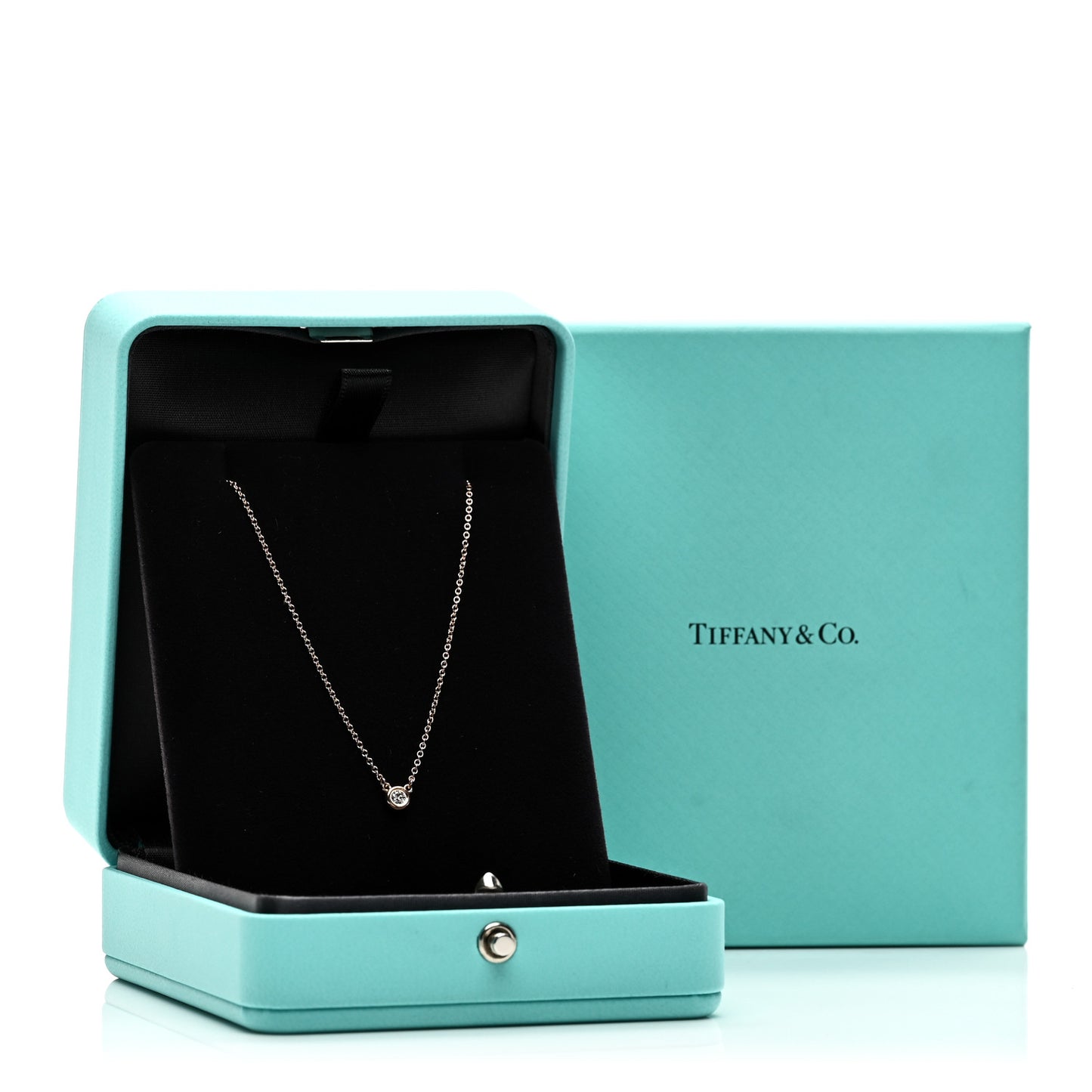 18K Rose Gold Diamond .07ct Elsa Peretti Diamonds by the Yard Pendant Necklace