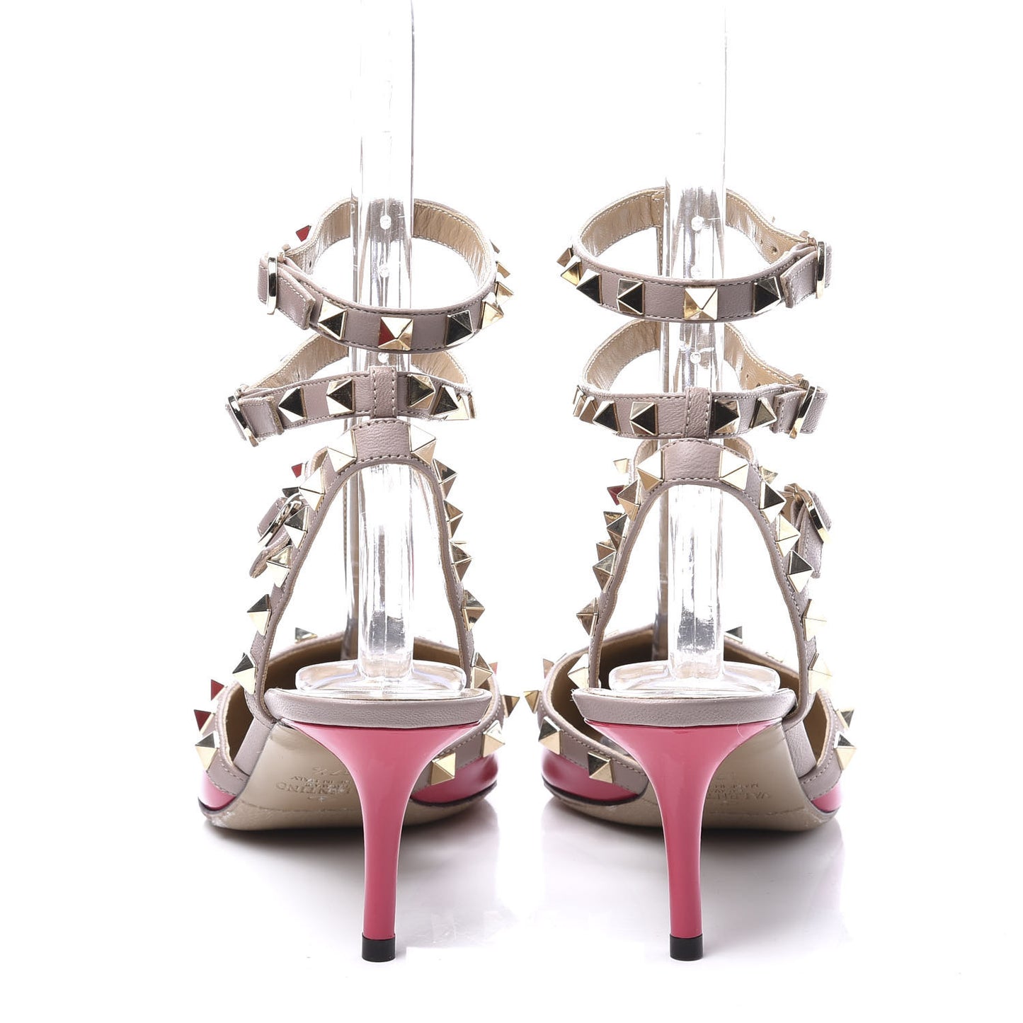 Patent Nappa Rockstud Ankle Strap 65mm Pumps 37.5 Fuxia Poudre