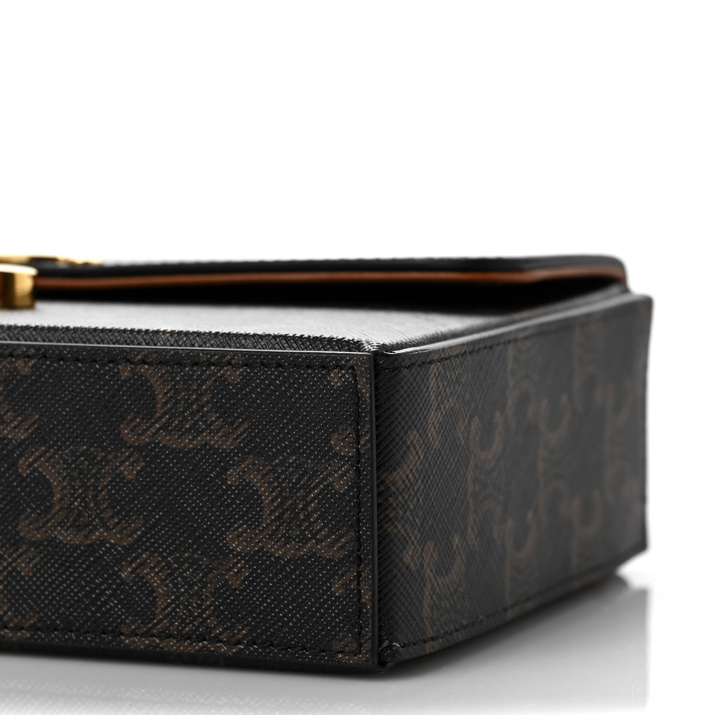 Canvas Calfskin Triomphe Box Top Handle Bag Tan