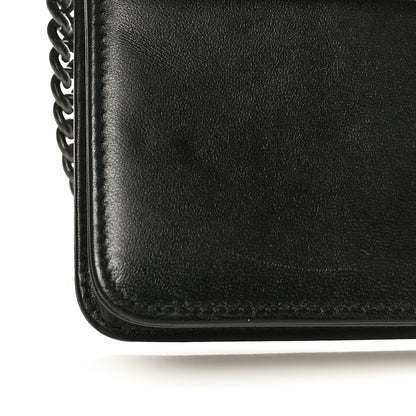 Chanel Lambskin Quilted Boy Wallet On Chain WOC Black 11 of 14