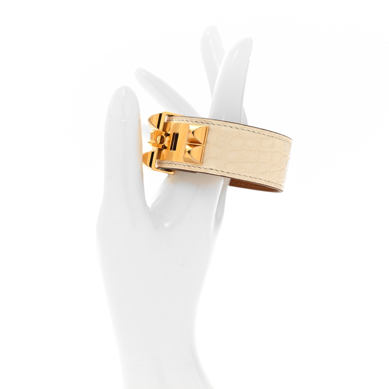 Hermes Shiny Alligator Collier de Chien CDC 24 Bracelet T3 Nata 2 of 6