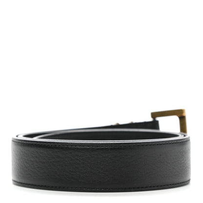 Saint Laurent Smooth Calfskin Monogram Square Buckle Belt 65 26 Black 2 of 6