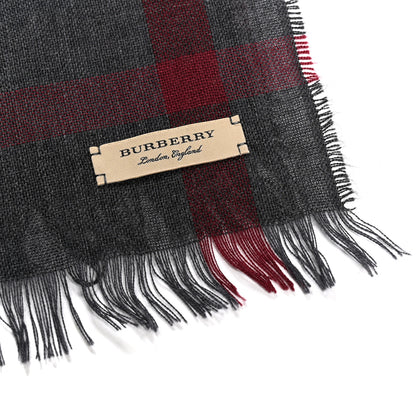 Burberry Wool Cashmere Tonal Lightweight Check Scarf Charcoal 3 of 4