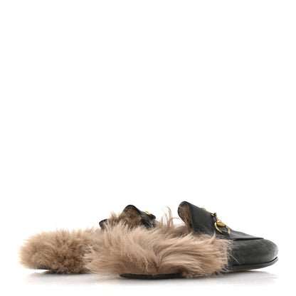 Gucci Calfskin Fur Womens Princetown Slippers 36 Black 5 of 7