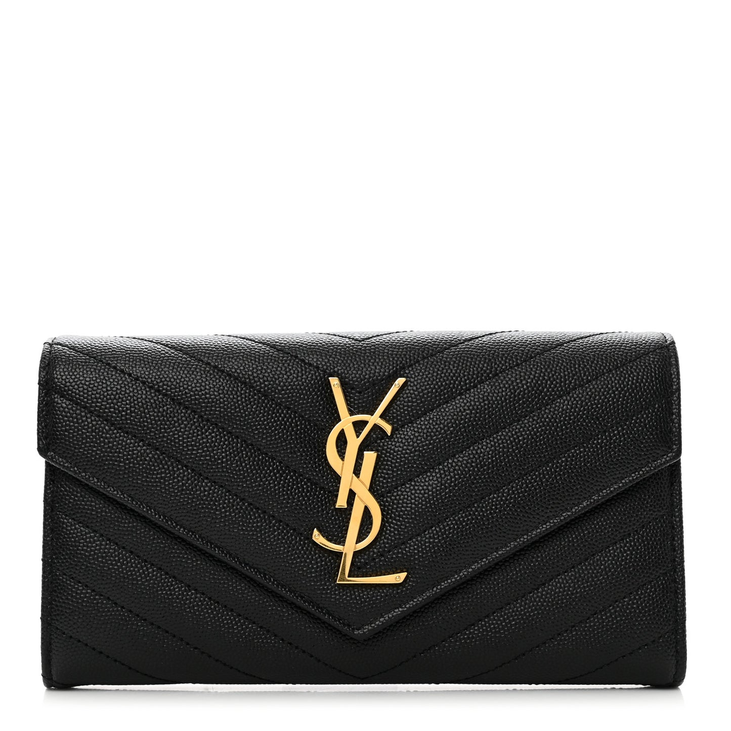 Grain De Poudre Matelasse Chevron Monogram Flap Wallet Black