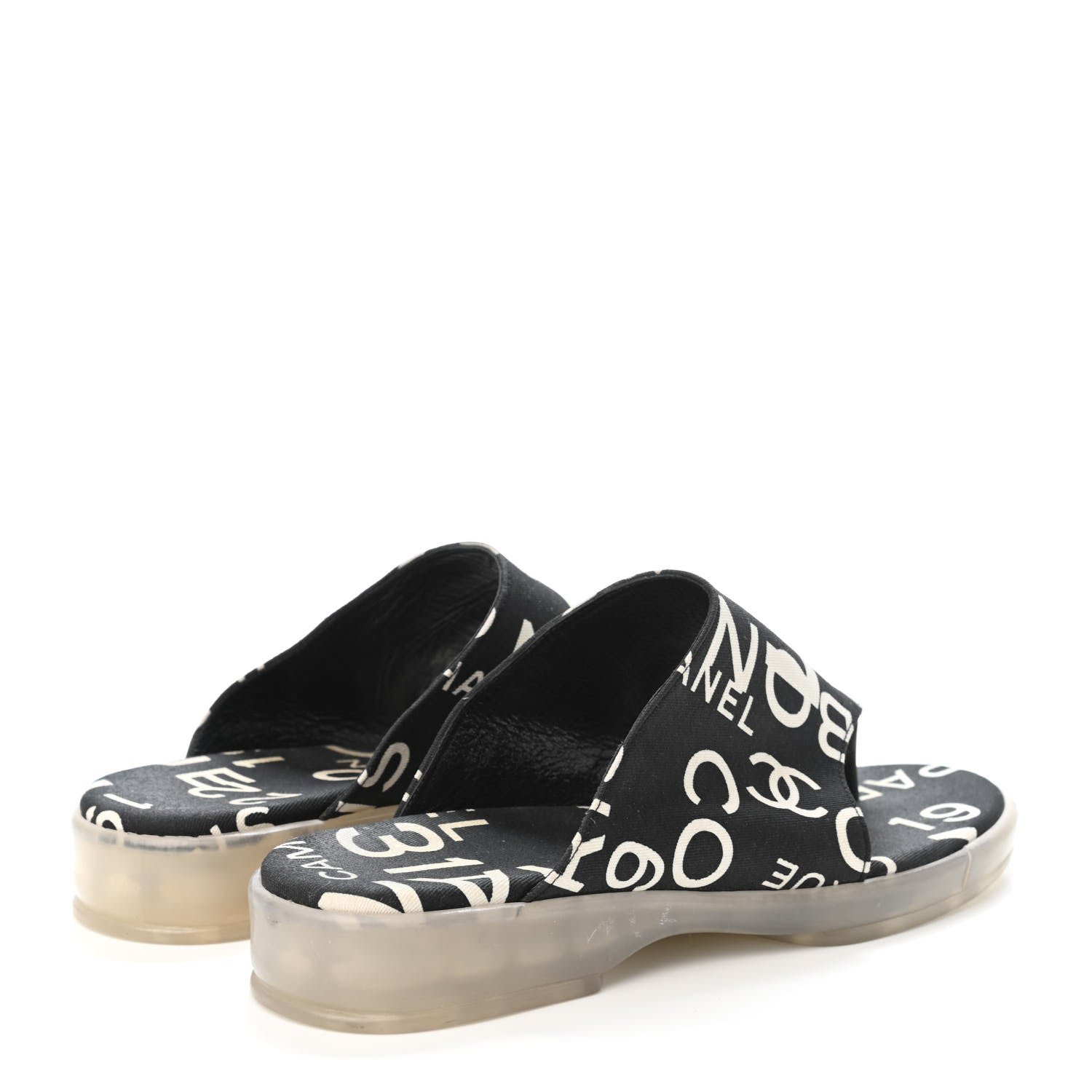 Chanel Fabric PVC Transparent CC Sandals 37 Black White 3 of 4