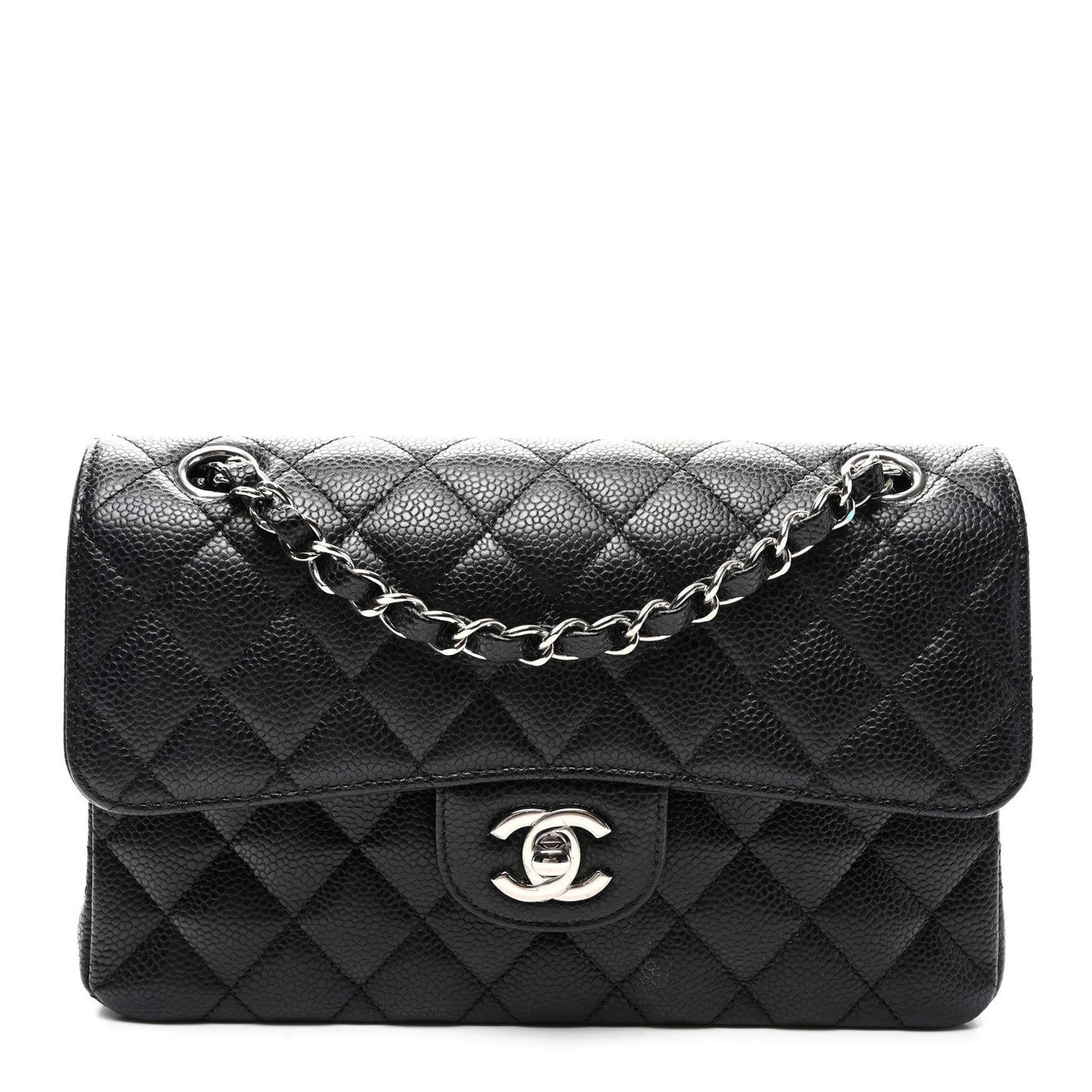 Caviar Quilted Small Double Flap Black