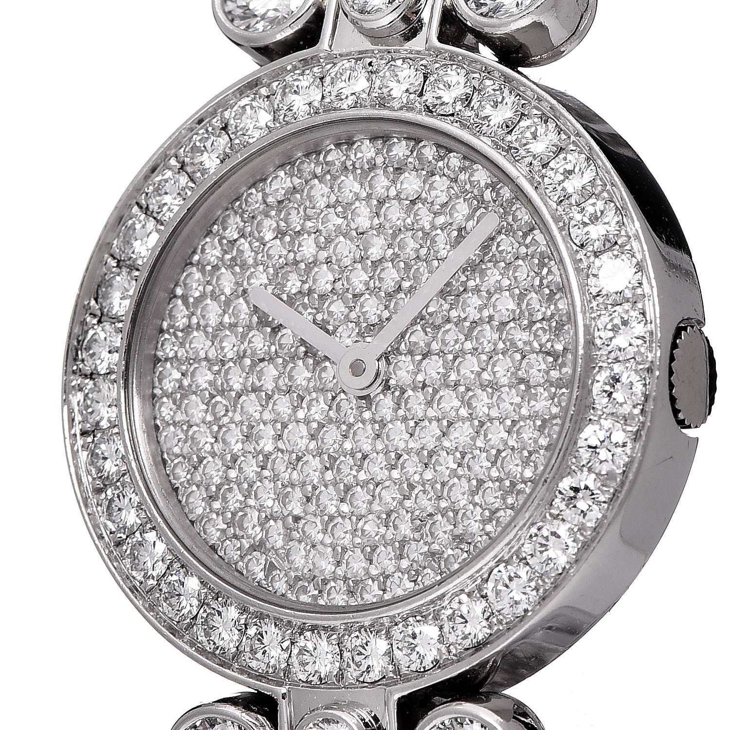 Harry Winston Platinum Diamond Pave 23mm Premier Quartz Watch 7 of 7