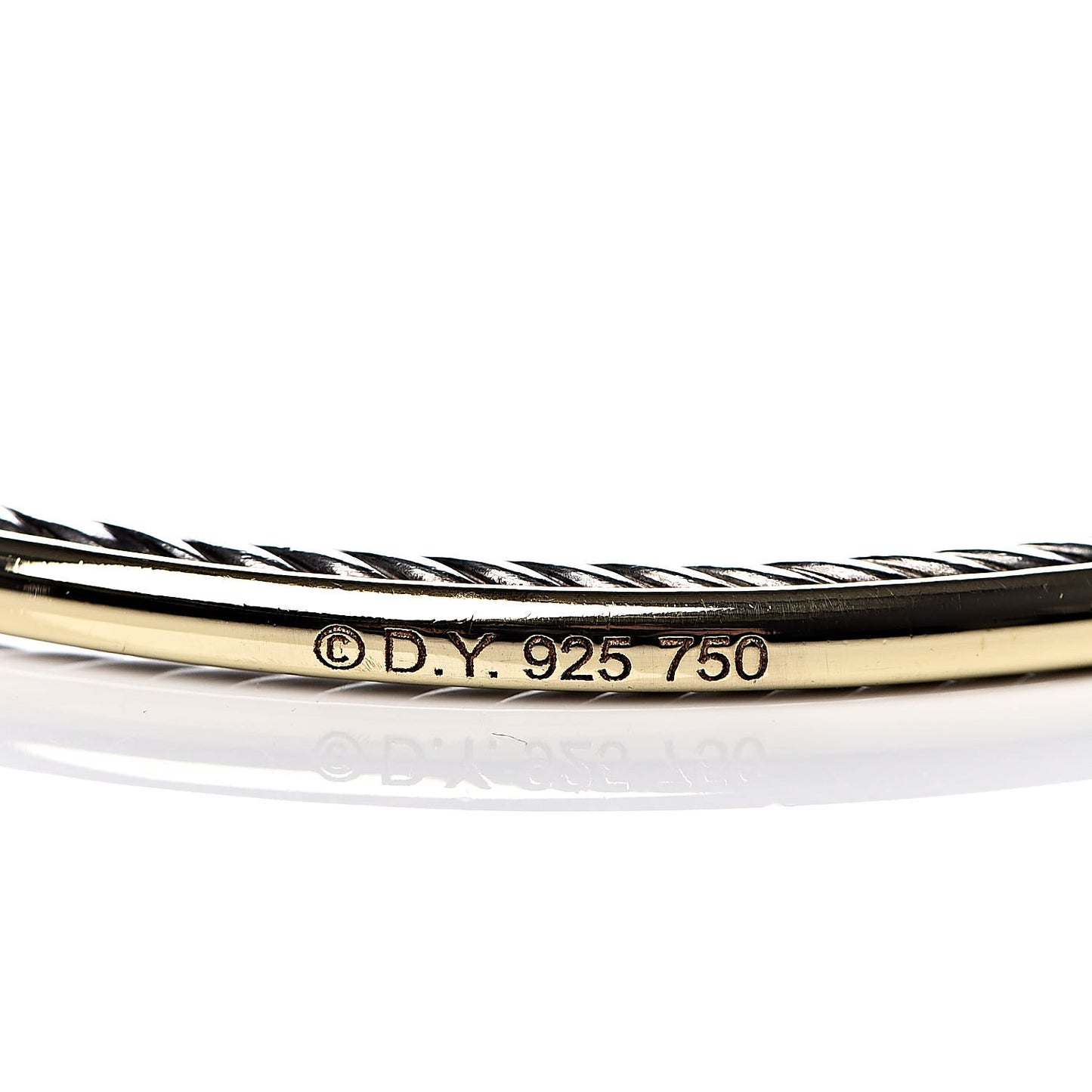 Sterling Silver 18K Yellow Gold Cable Bangle Bracelet