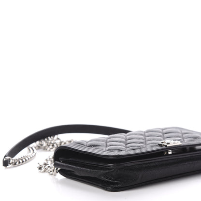Chanel Caviar Quilted Boy Wallet On Chain WOC Black 6 of 12
