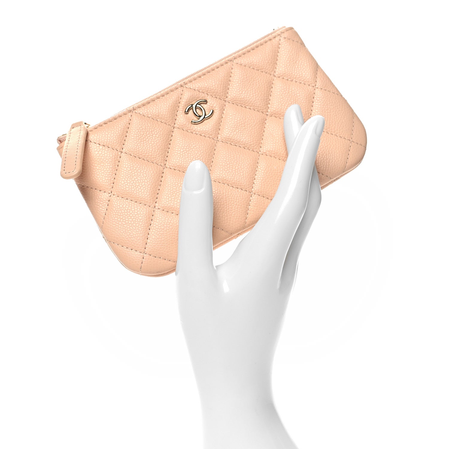 Chanel Caviar Quilted Small Cosmetic Case Light Beige 2 of 10