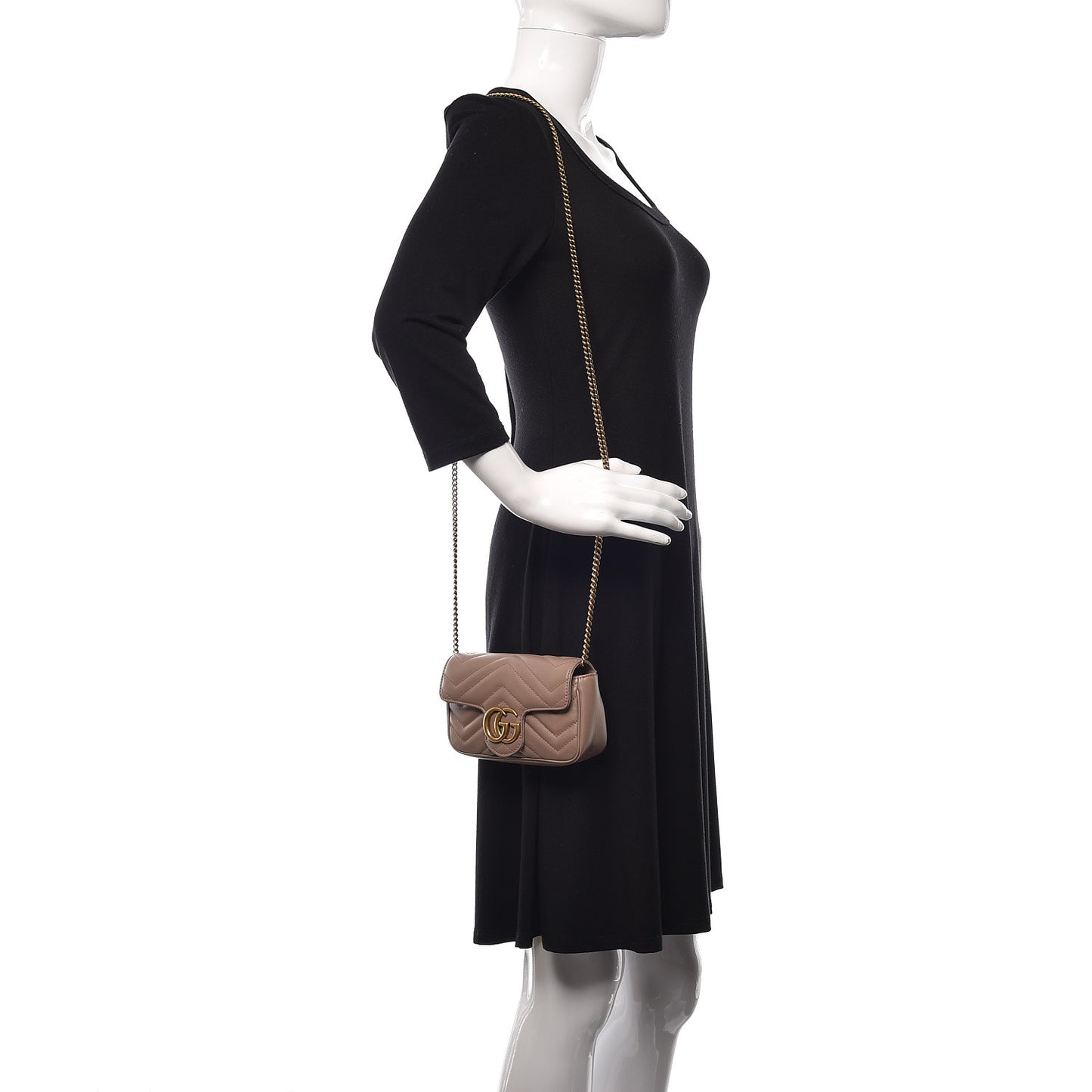 Calfskin Matelasse Super Mini GG Marmont Shoulder Bag Porcelain Rose