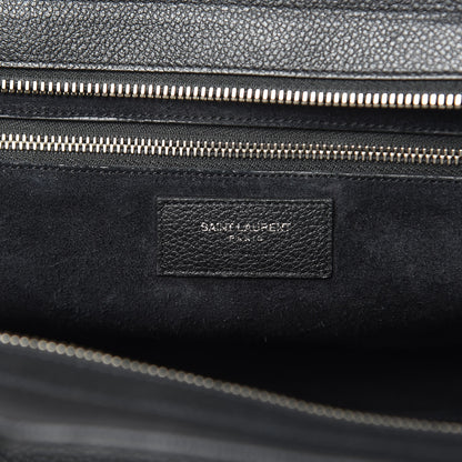 Saint Laurent Grained Calfskin Small Cabas Rive Gauche Black 6 of 12