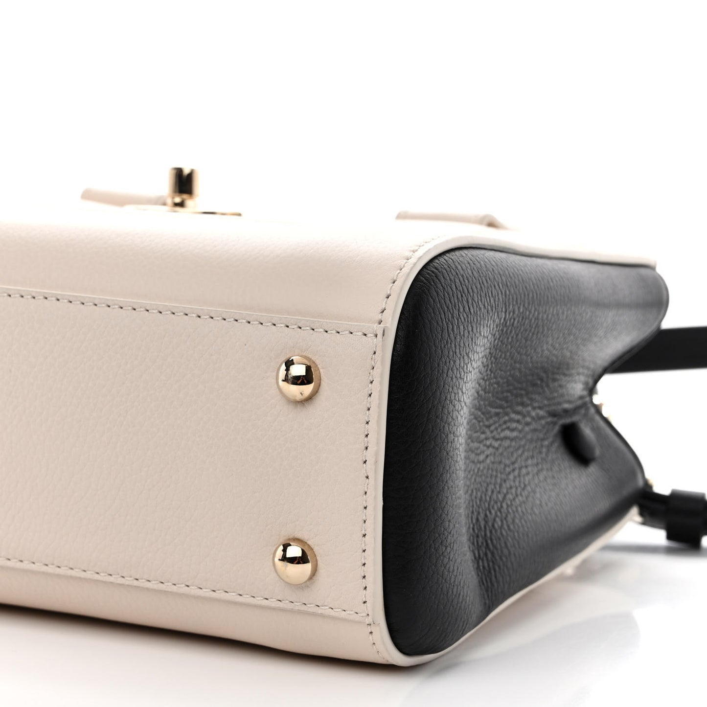 Grained Calfskin Mini Bi-Color Neo Executive Shopper Tote Beige Black
