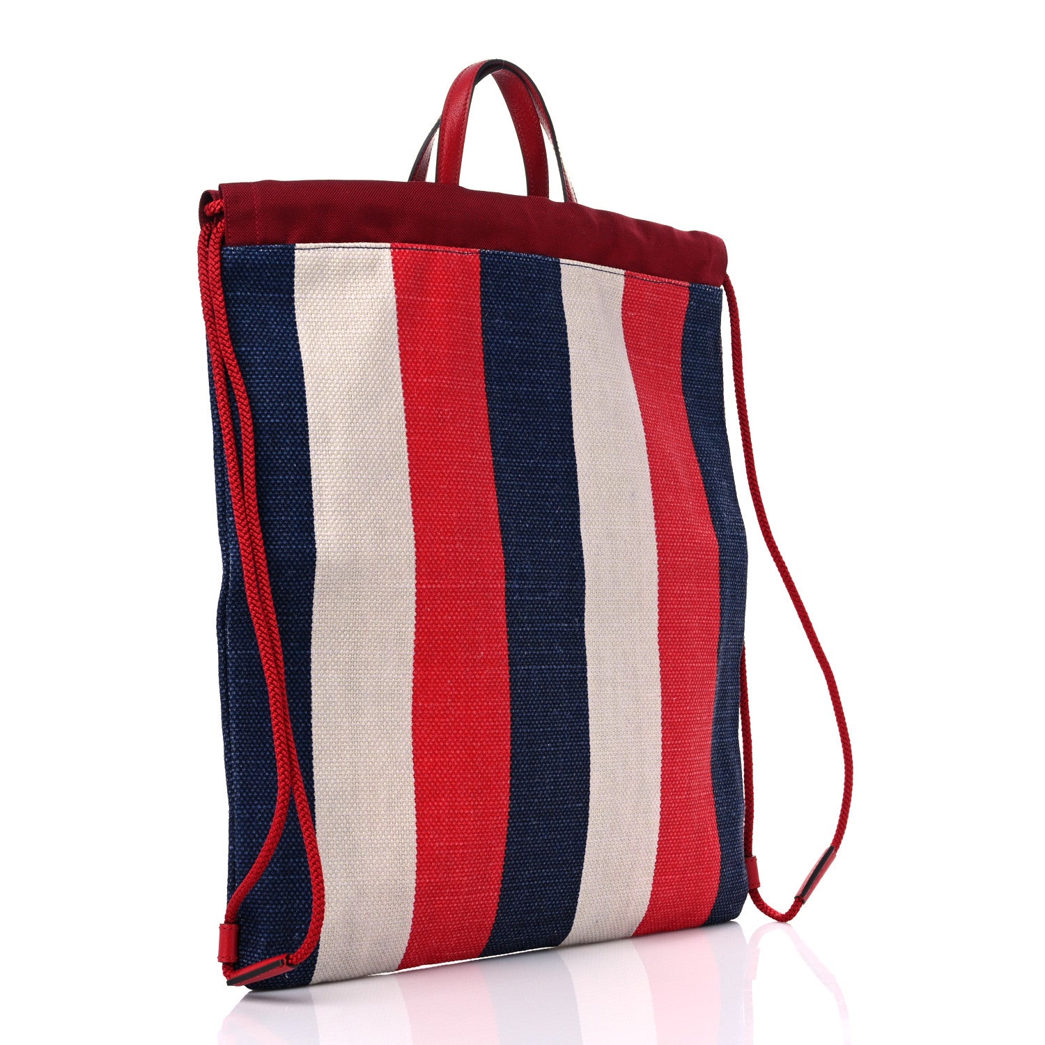 Gucci Canvas Logo Sylvie Stripe Drawstring Backpack Red 3 of 9