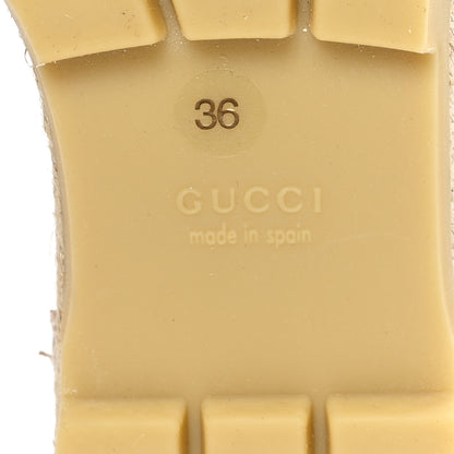 Gucci Monogram Matelasse Diagonal GG Marmont Platform Espadrille Slide Sandals 36 Beige Ebony Black 7 of 10