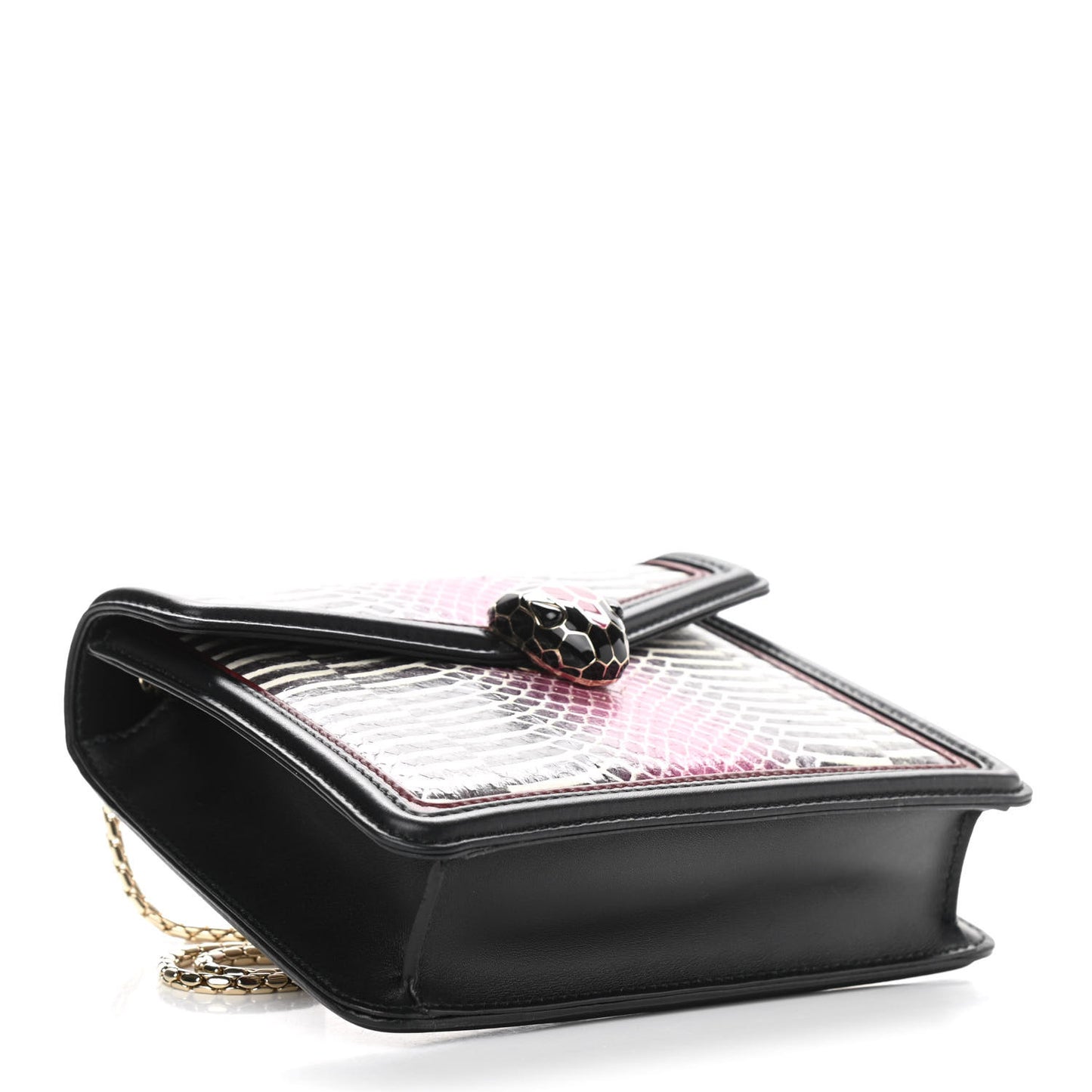 Calfskin Elaphe Serpenti Forever Crossbody Bag Ruby Wine Black Multicolor