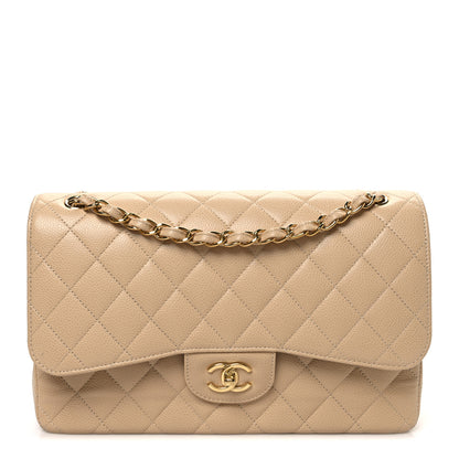 Chanel Caviar Quilted Jumbo Double Flap Beige 1 of 11