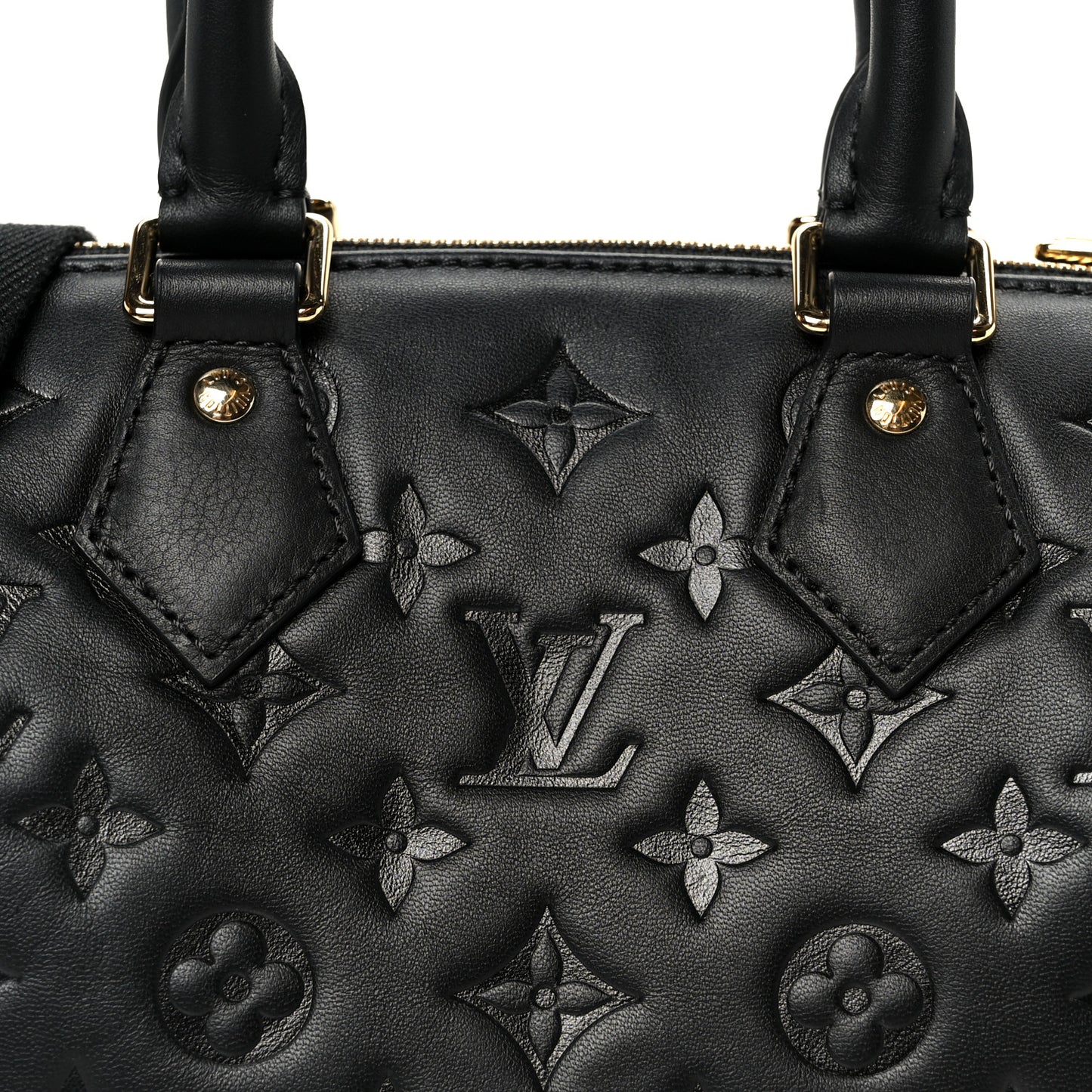 Lambskin Embossed Monogram Speedy 22 Bandouliere Black