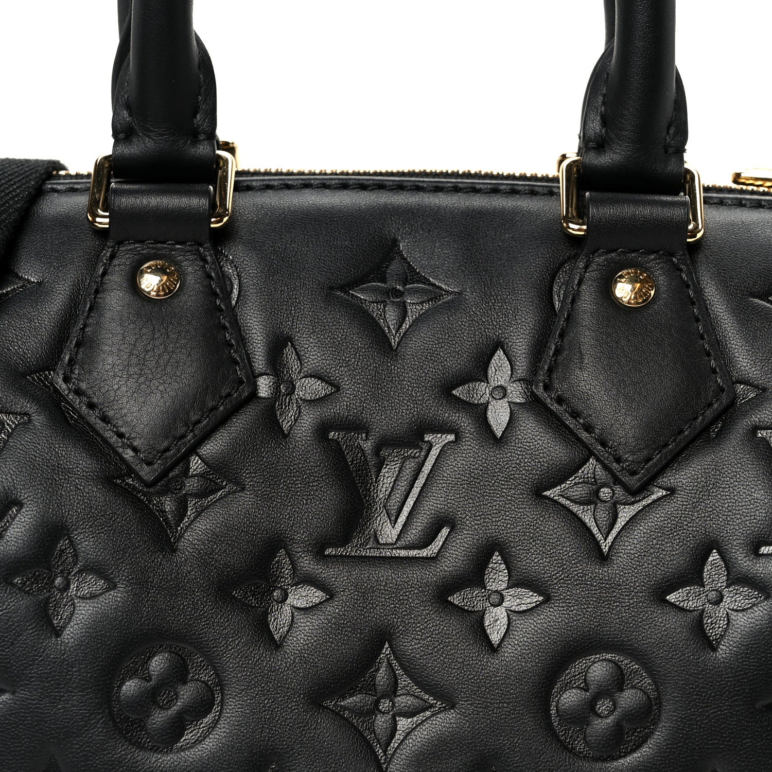 Louis Vuitton Lambskin Embossed Monogram Speedy 22 Bandouliere Black 7 of 9