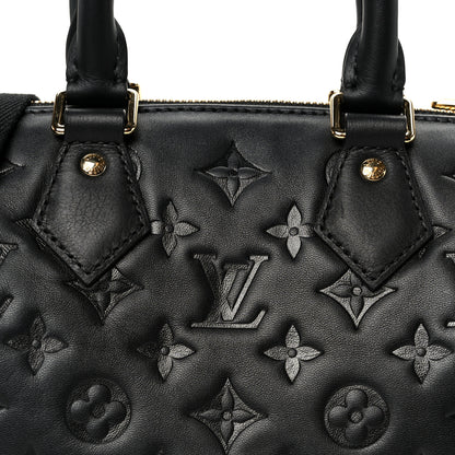 Louis Vuitton Lambskin Embossed Monogram Speedy 22 Bandouliere Black 7 of 9