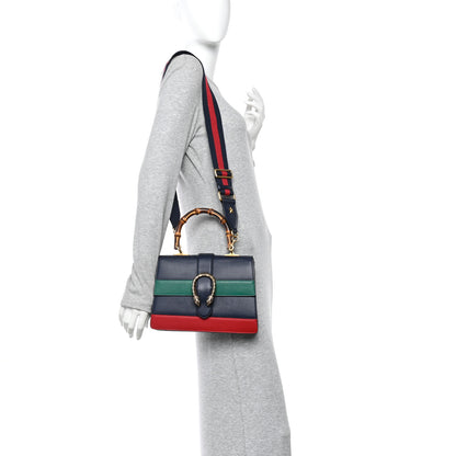 Gucci Moon Calfskin Bamboo Web Medium Dionysus Top Handle Bag Blue Emerald Hibiscus Red 2 of 11