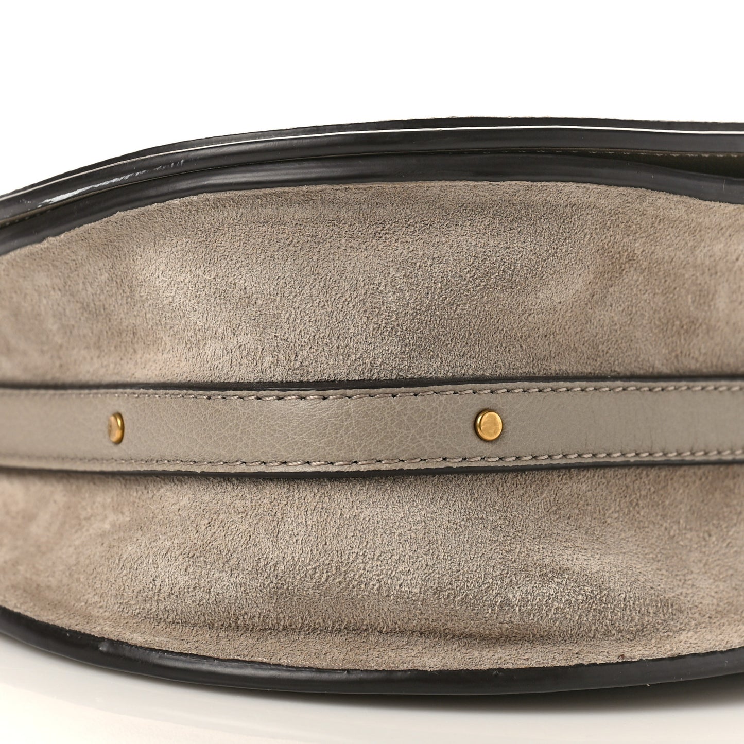 Calfskin Suede Medium Nile Bracelet Bag Motty Grey