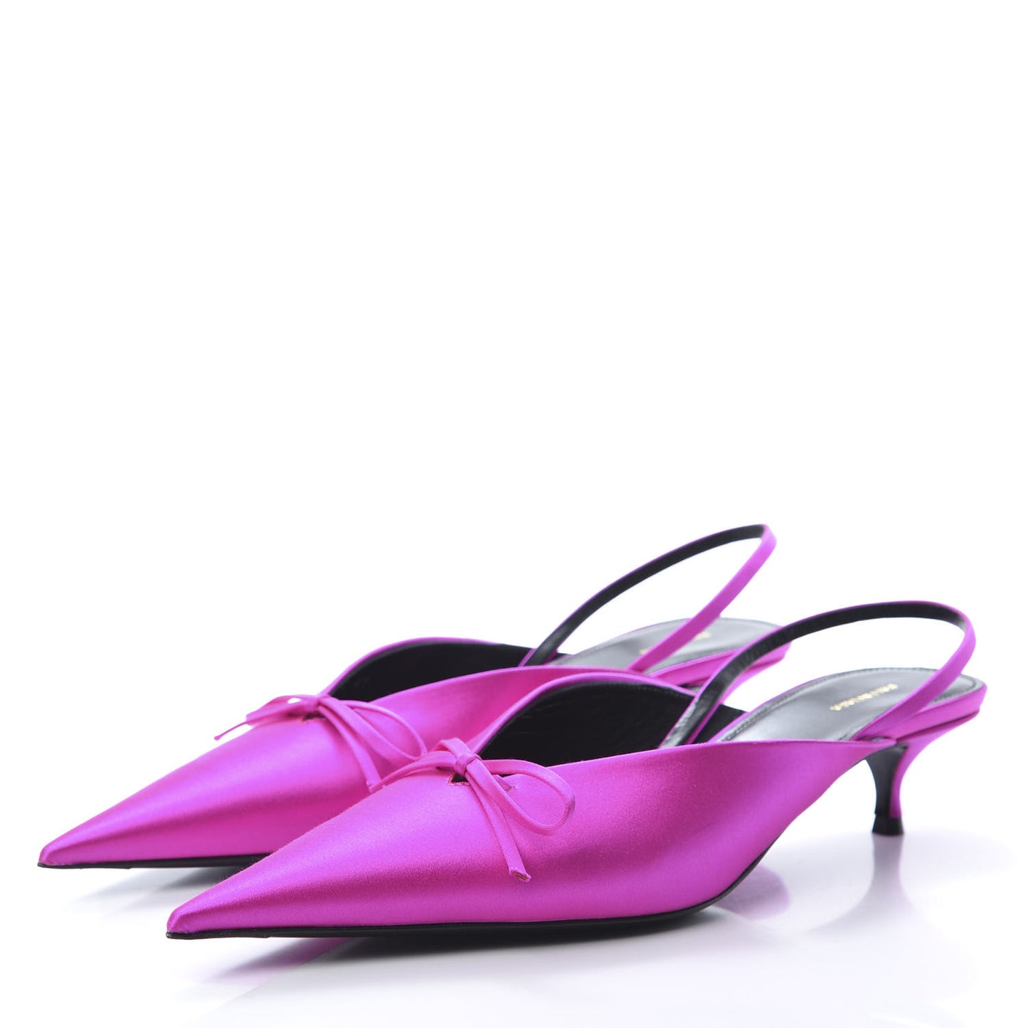 Satin Pointed Toe Knife Slingback 40mm Mules 41 Rose Fuchsia