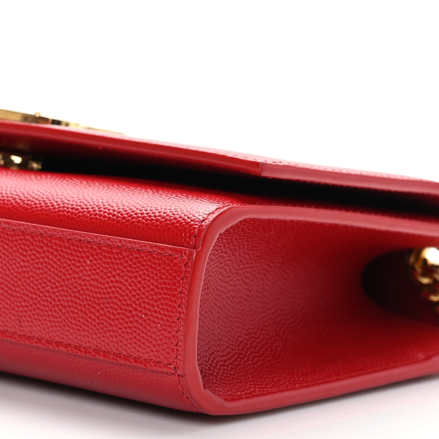 Saint Laurent Grain De Poudre Small Monogram Kate Satchel Red 8 of 8