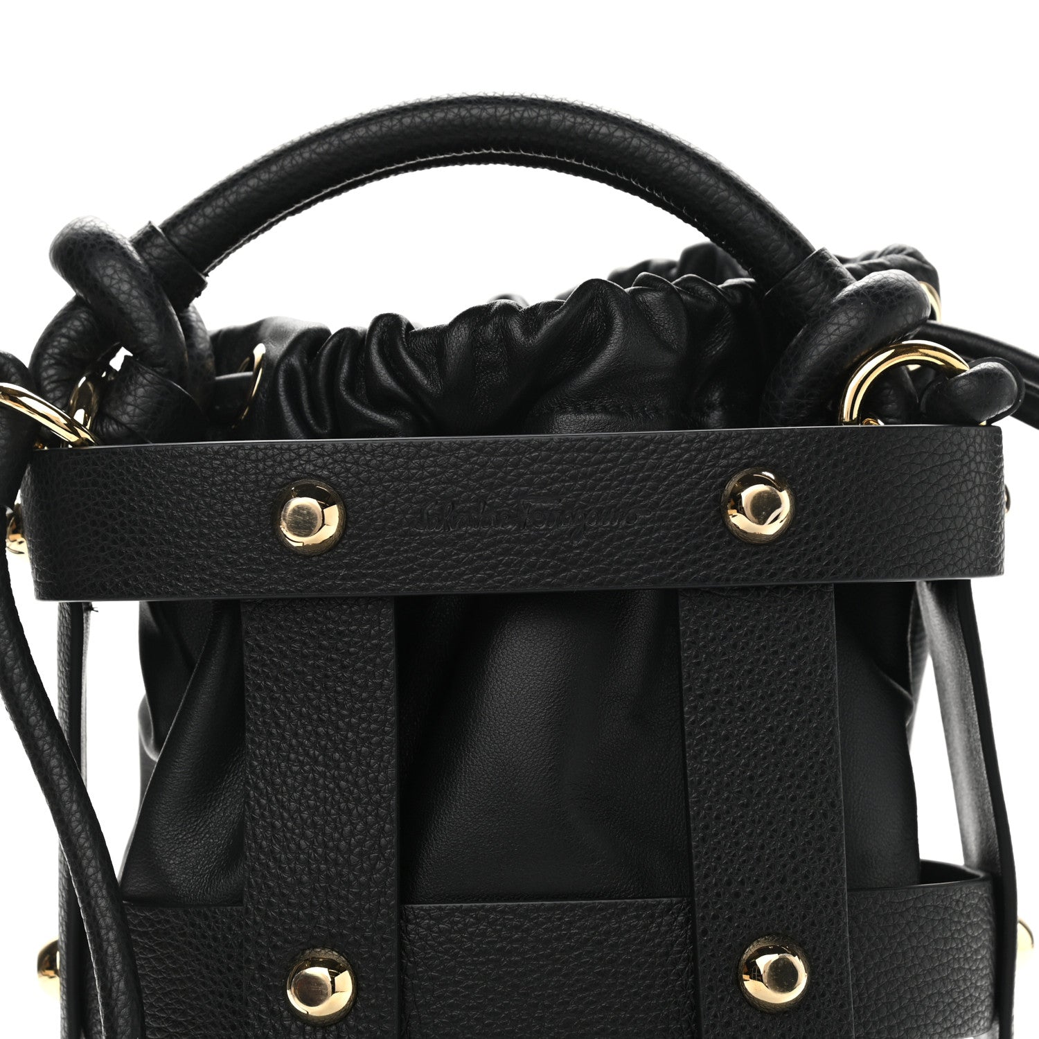 Salvatore Ferragamo Calfskin Cage Bag Black 8 of 10