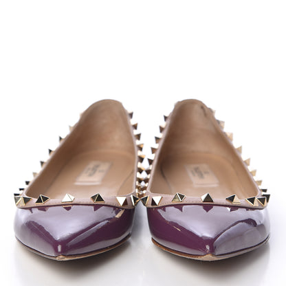 Valentino Garavani Patent Rockstud Ballerina Flats 38.5 Purple Poudre 2 of 20