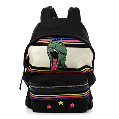 Saint Laurent Nylon Twill Dinosaur Print City Backpack Black Multicolor 1 of 9