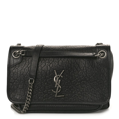 Saint Laurent Grained Lambskin Monogram Medium Niki Chain Satchel Black 1 of 8