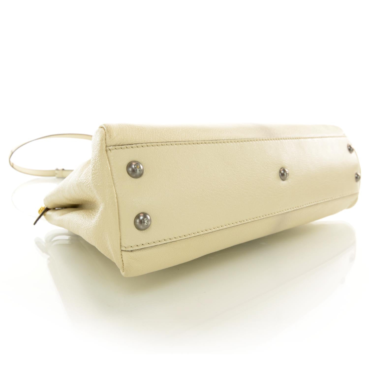 Fendi Goatskin Stingray Medium Peekaboo Iconic Satchel White Pink 4 of 8