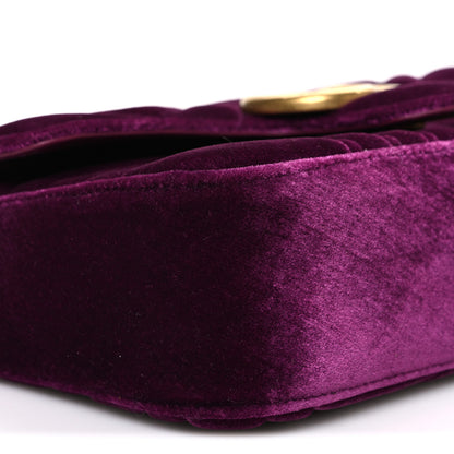 Gucci Velvet Matelasse Mini GG Marmont Shoulder Bag Fuchsia Violet Cyclamen 9 of 10