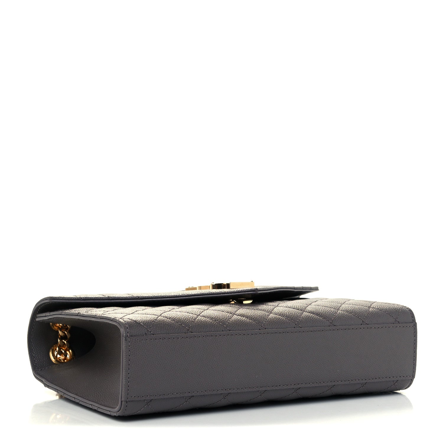 Saint Laurent Grain De Poudre Textured Mixed Matelasse Medium Triquilt Monogram Satchel Fog 4 of 12