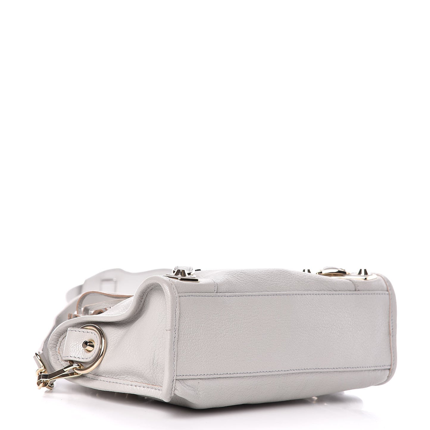 Chevre Gold Metallic Edge Hardware Mini City Gris Perle