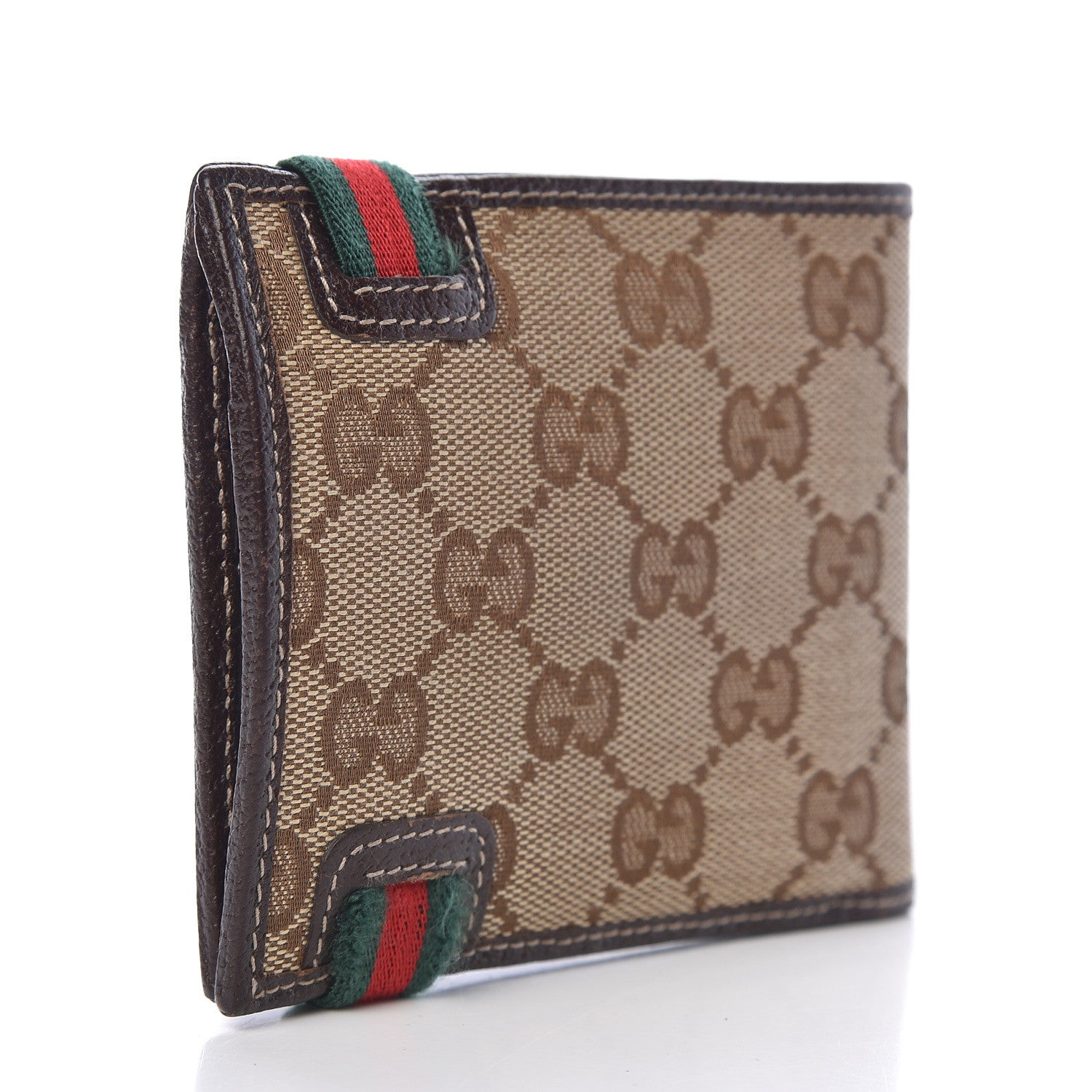 Gucci Monogram Web Band Bi-Fold Wallet Brown 3 of 9