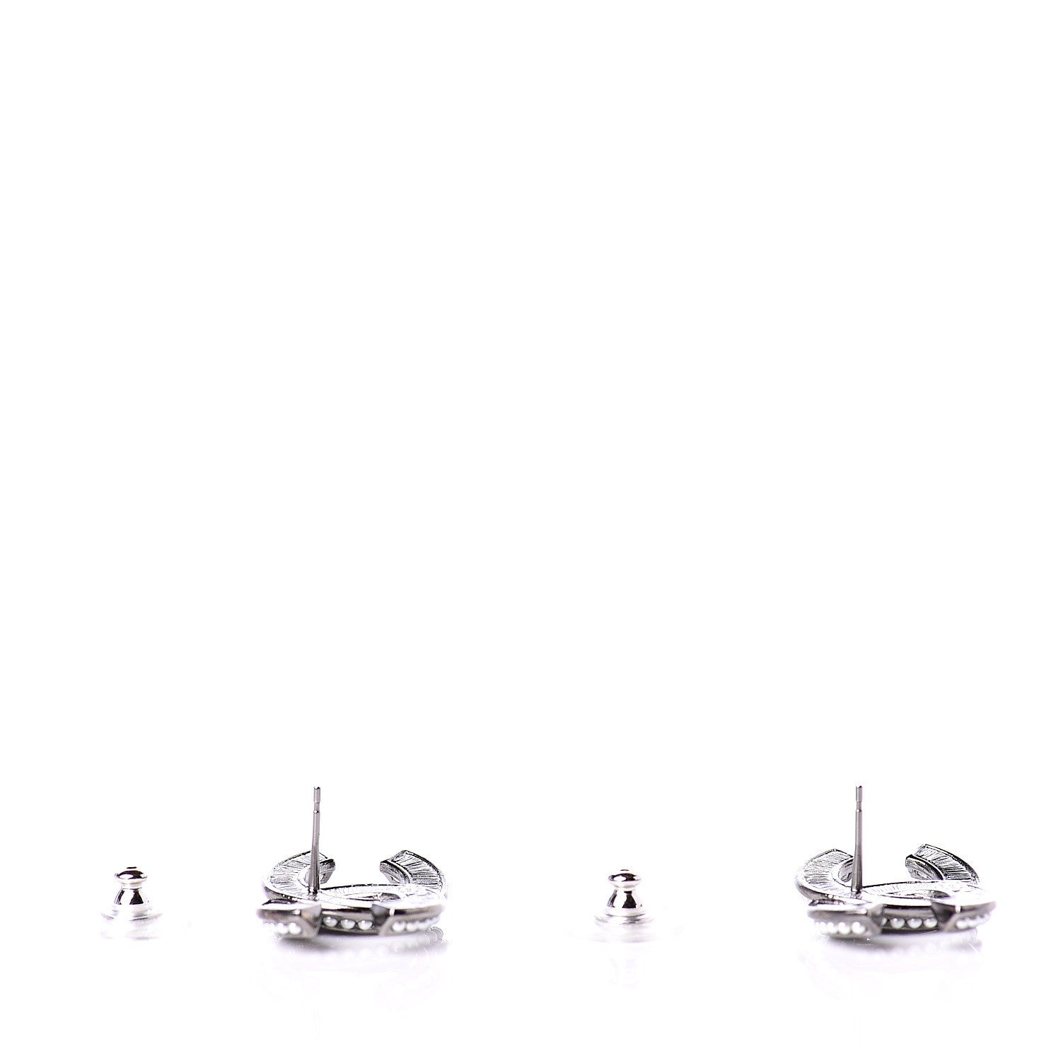Chanel Crystal Pearl Chain Mania CC Earrings Ruthenium 4 of 5
