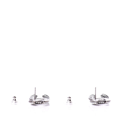 Chanel Crystal Pearl Chain Mania CC Earrings Ruthenium 4 of 5