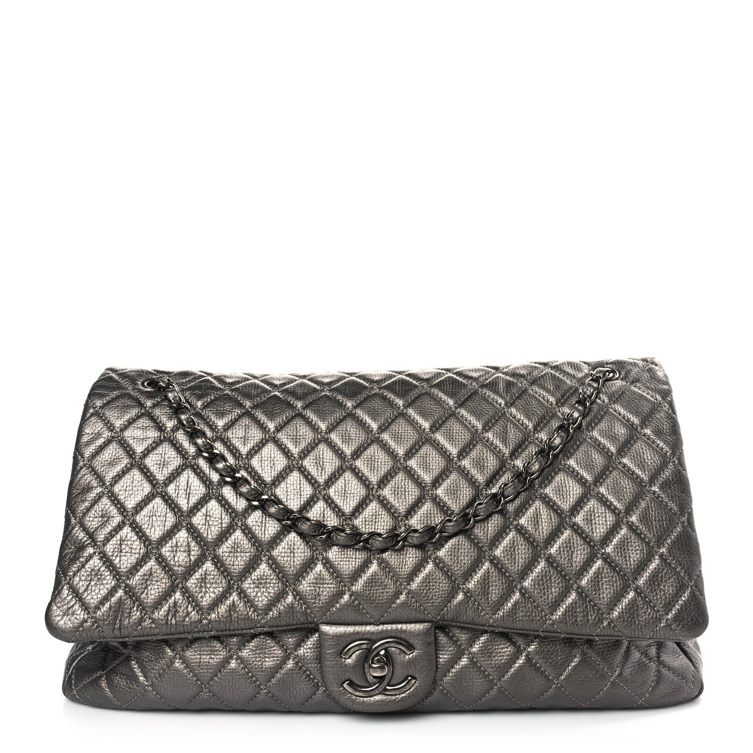 Chanel Calfskin Quilted Small XXL Travel Flap Bag Dark Silver 1 of 11