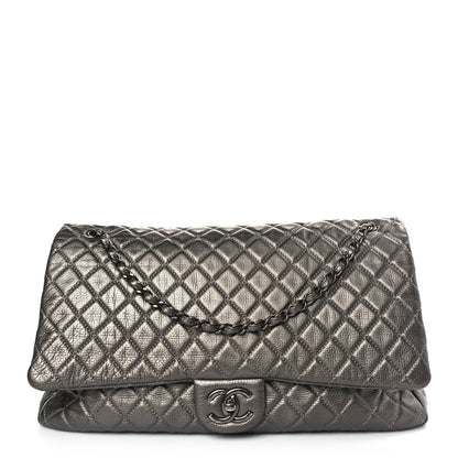 Chanel Calfskin Quilted Small XXL Travel Flap Bag Dark Silver 1 of 11