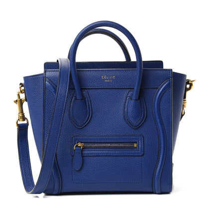 Celine Drummed Calfskin Nano Luggage Indigo 1 of 9