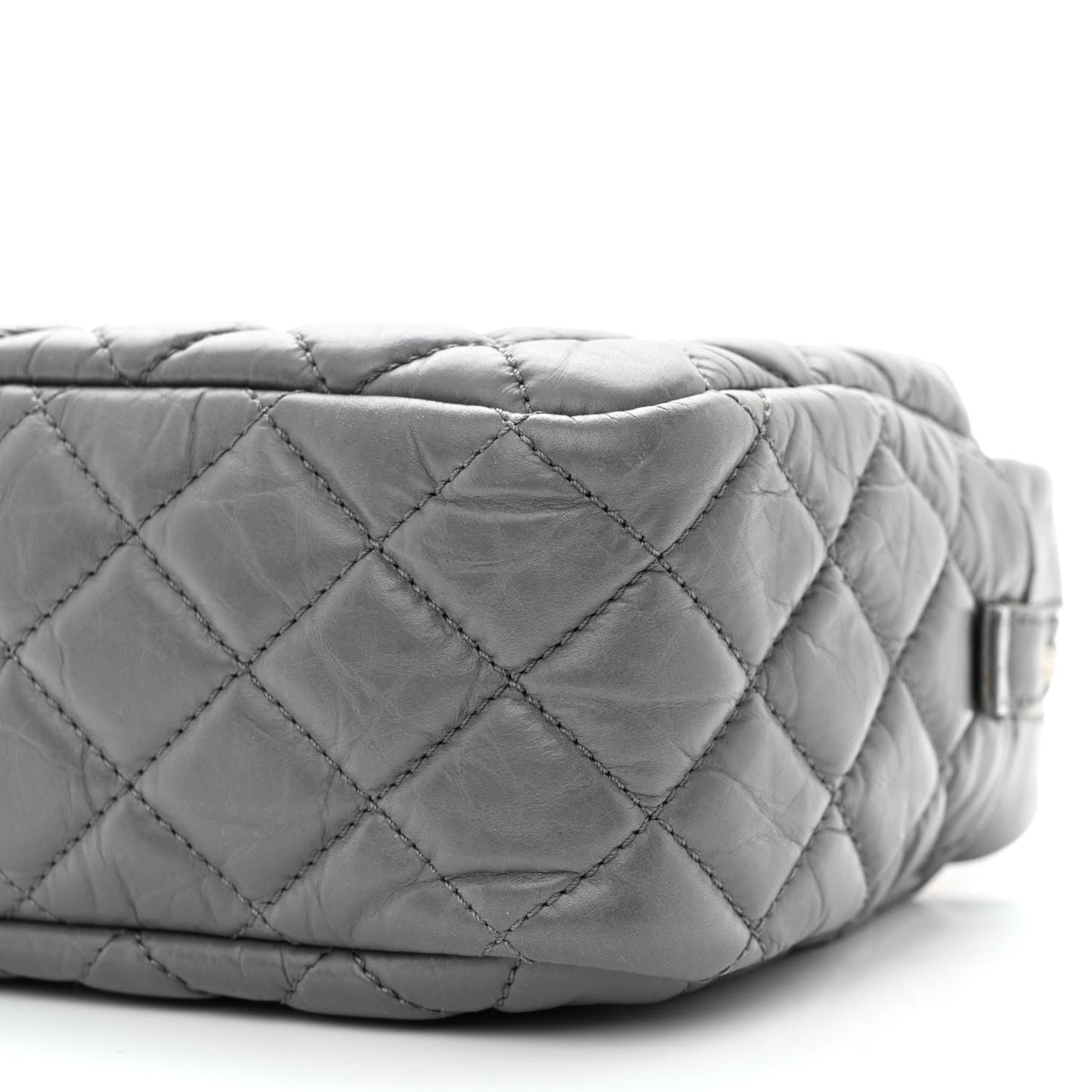 Aged Calfskin Quilted Medium Reissue Camera Case Grey