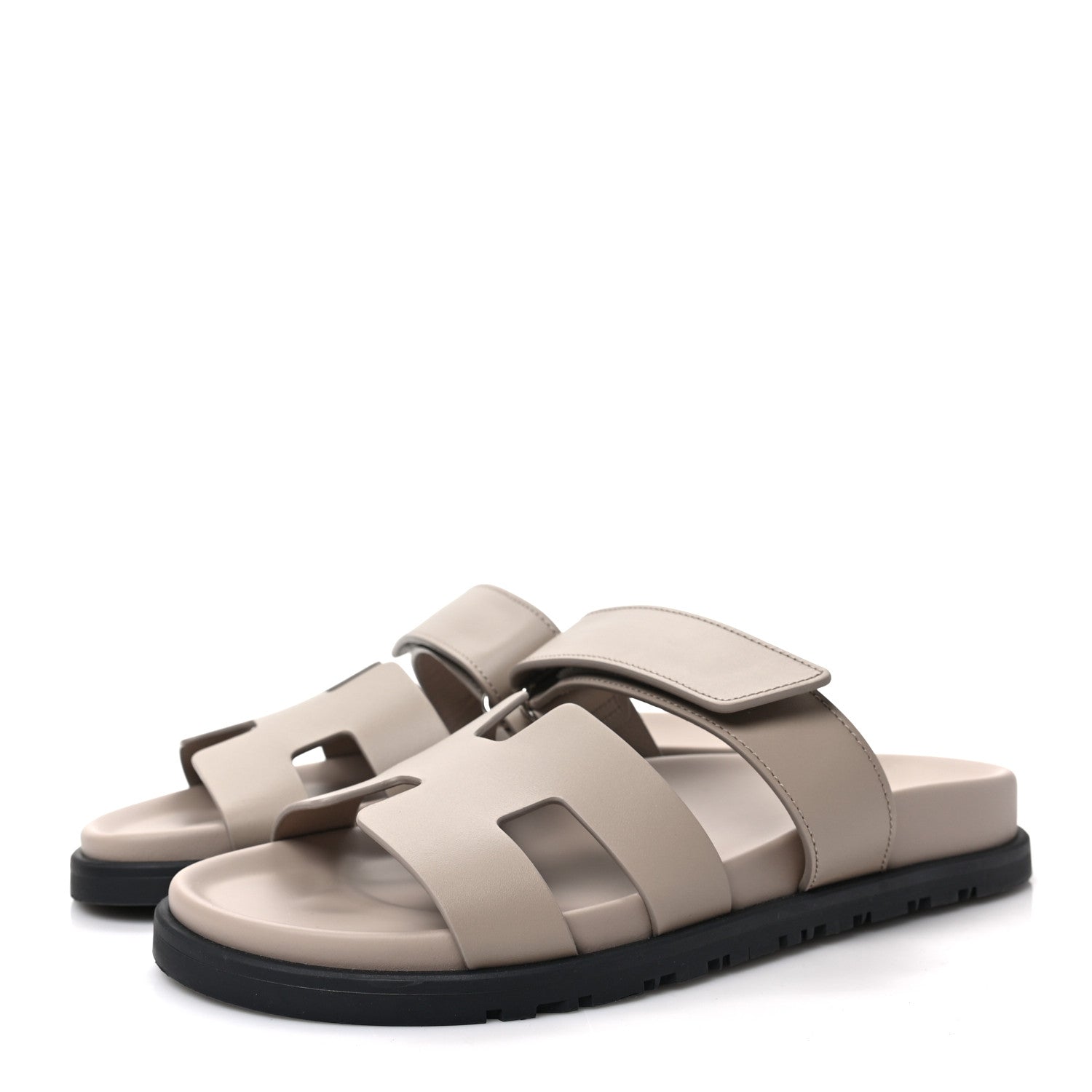 Hermes Calfskin Womens Chypre Sandals 37.5 Beige Mastic 3 of 10