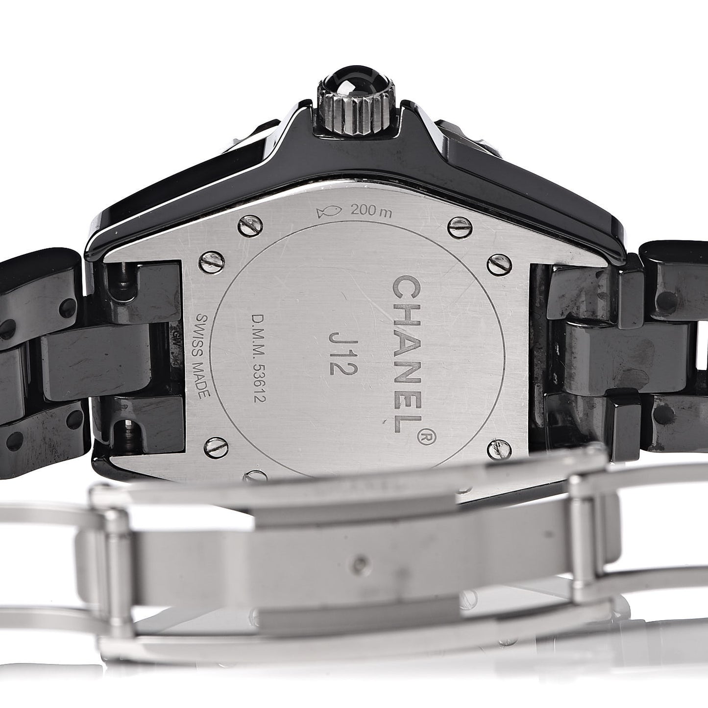 Stainless Steel Ceramic Diamond 33mm J12 Quartz Watch Black