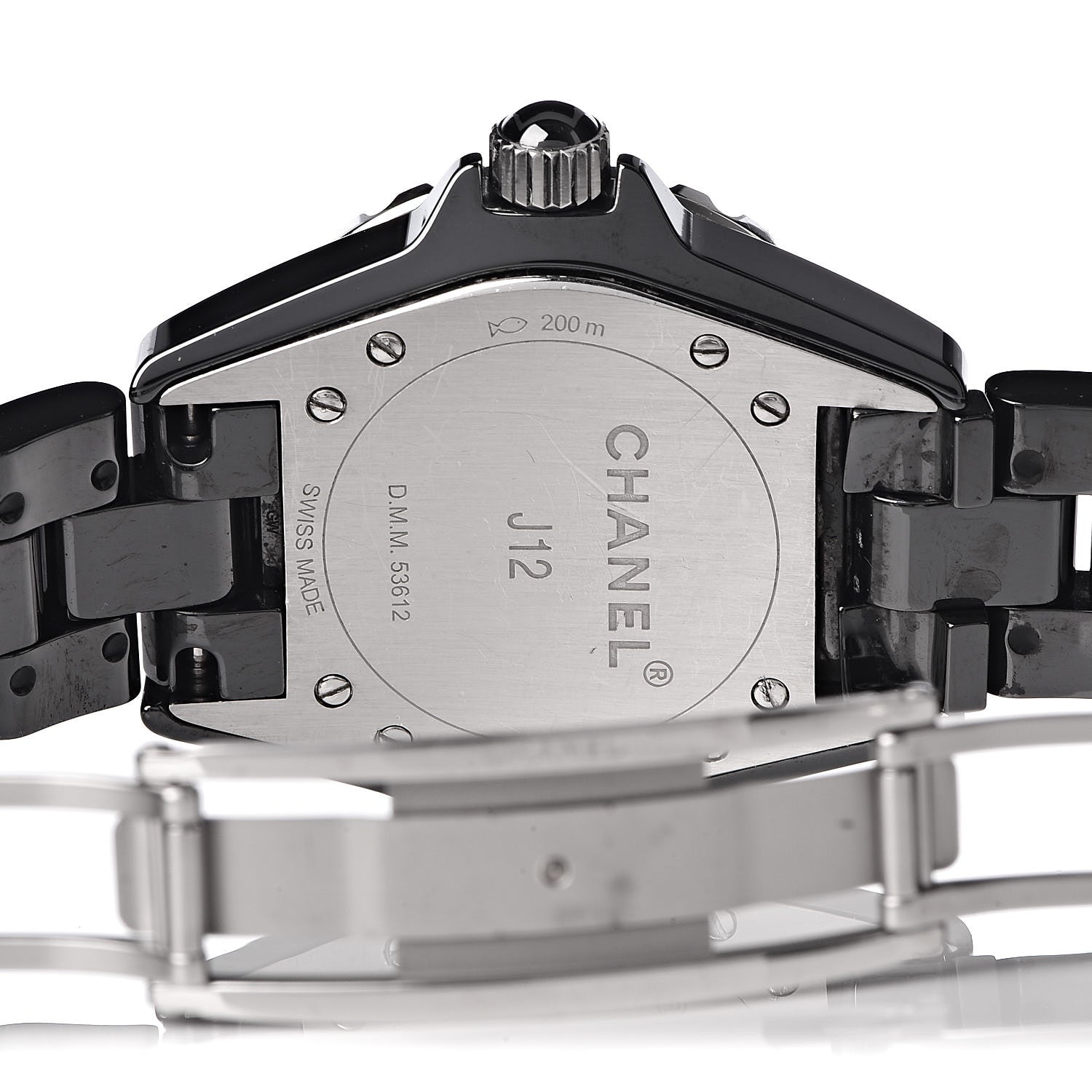Chanel Stainless Steel Ceramic Diamond 33mm J12 Quartz Watch Black 6 of 7