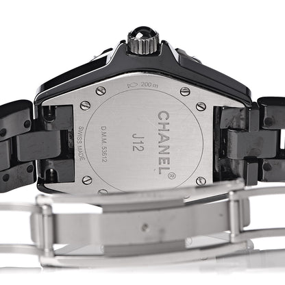 Chanel Stainless Steel Ceramic Diamond 33mm J12 Quartz Watch Black 6 of 7