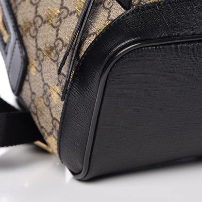 Gucci GG Supreme Monogram Bees Print Small Day Backpack Beige Oro Black 8 of 10