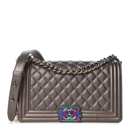 Chanel Iridescent Goatskin Quilted Medium Boy Flap Dark Gold 1 of 10